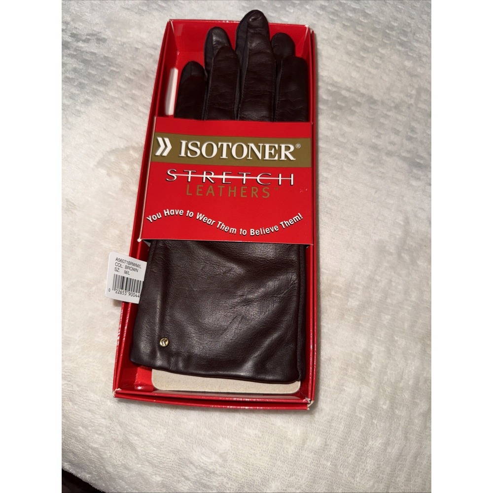 ISOTONER Stretch Leather brown Women's Gloves Size: M/L